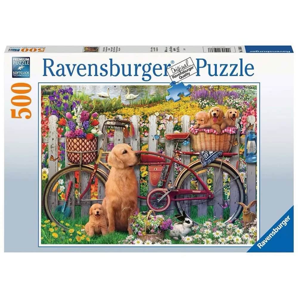 Ravensburger 狗狗與花園腳踏車 500片拼圖