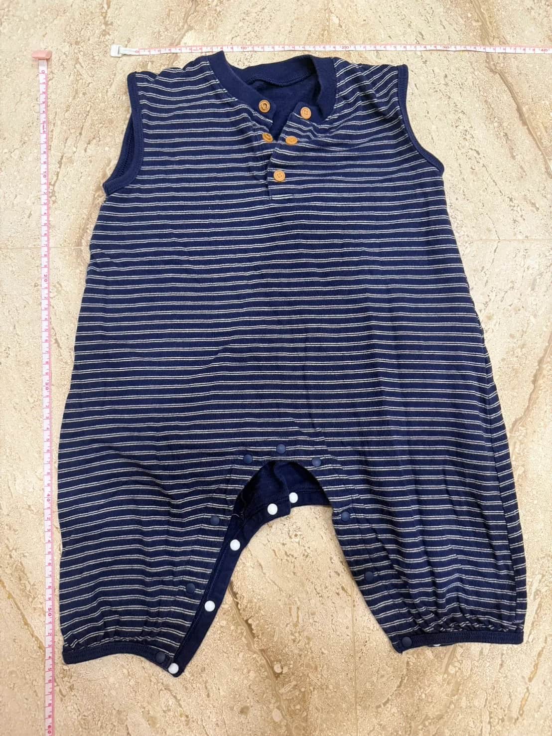 UNIQLO BABY 條紋無袖藍連身衣 90cm