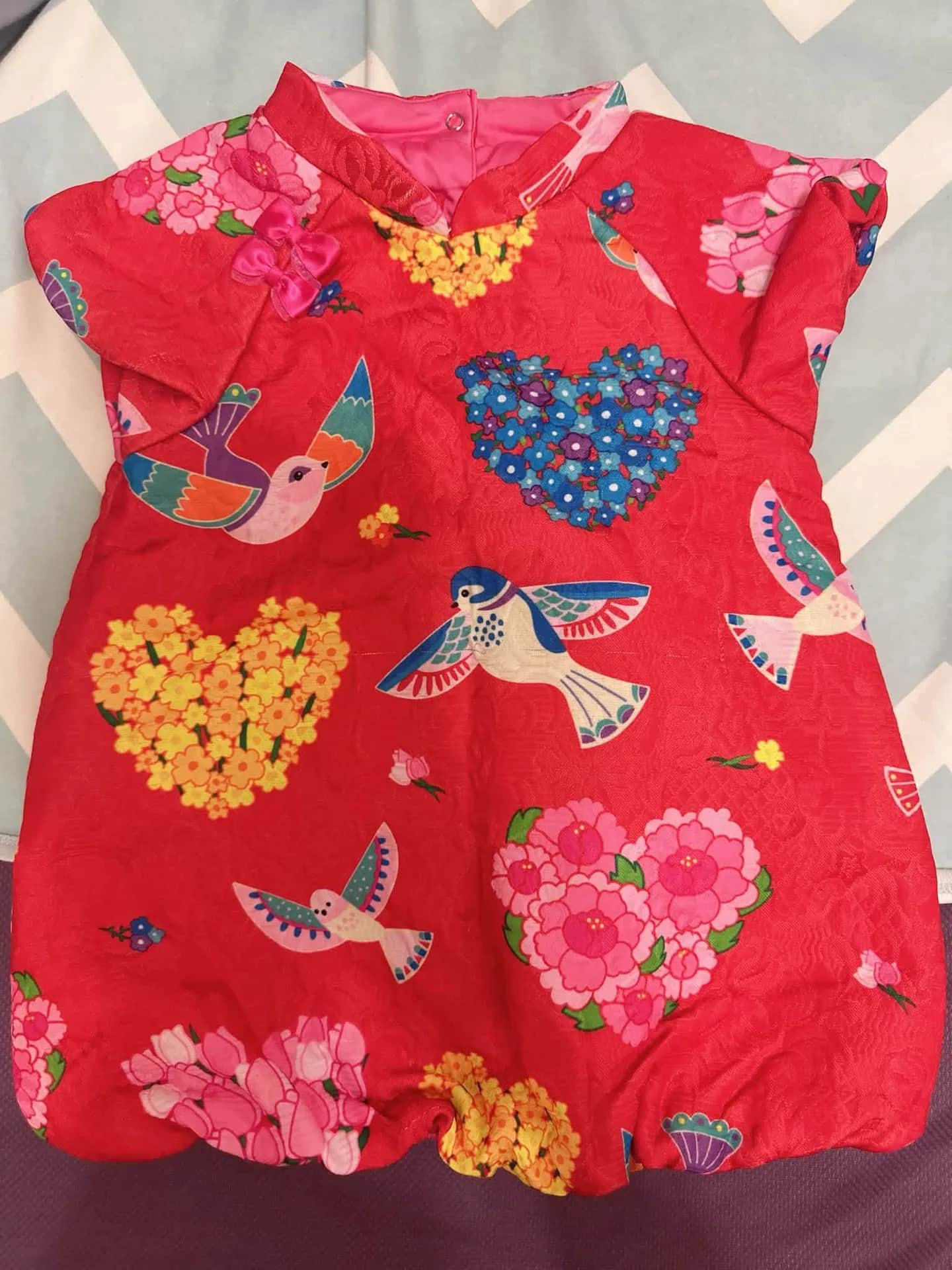 WHY AND 1/2 喜氣花鳥刺繡連身裙 80碼