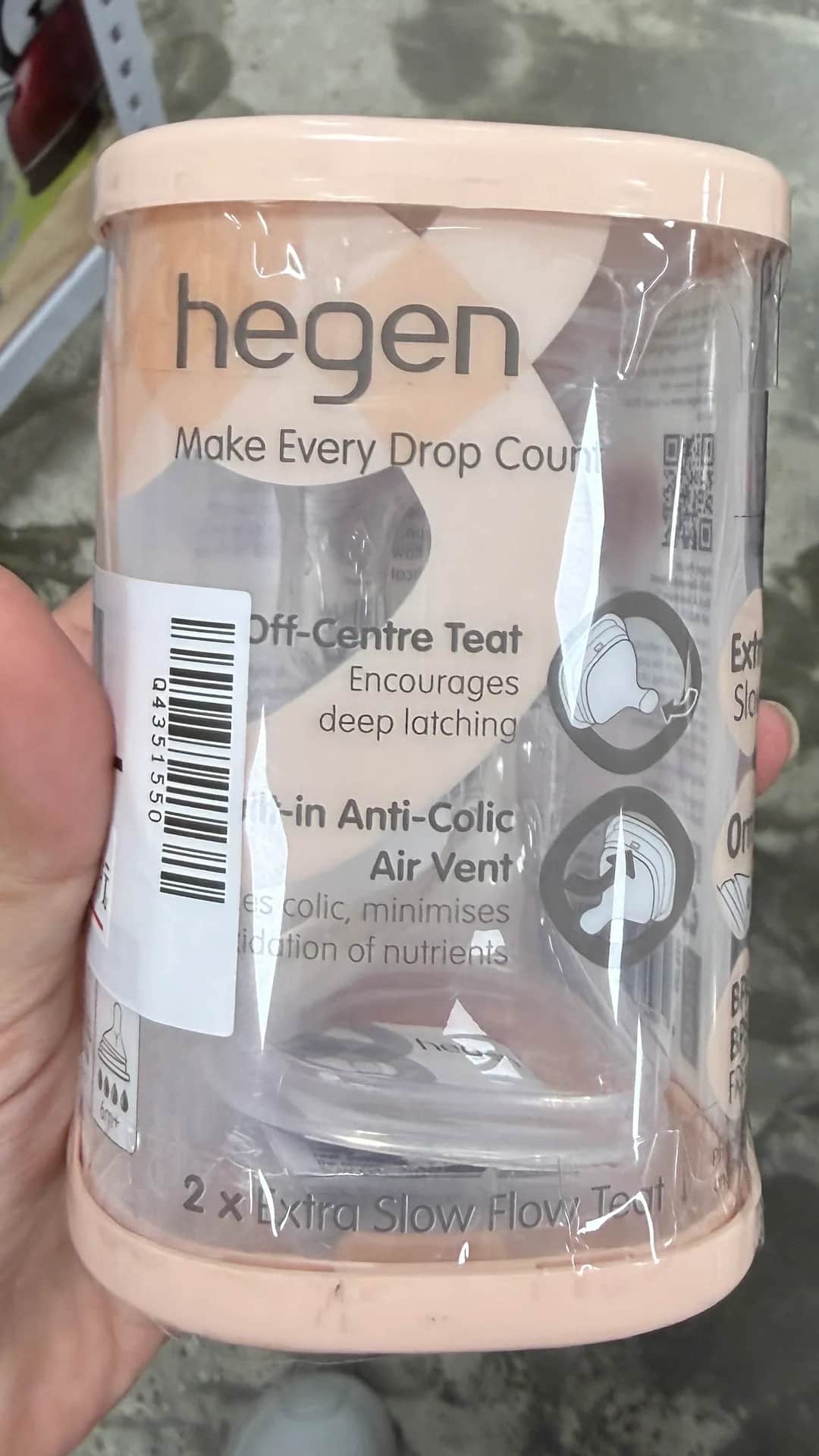 hegen 寬口奶嘴 2入組 （微慢速）